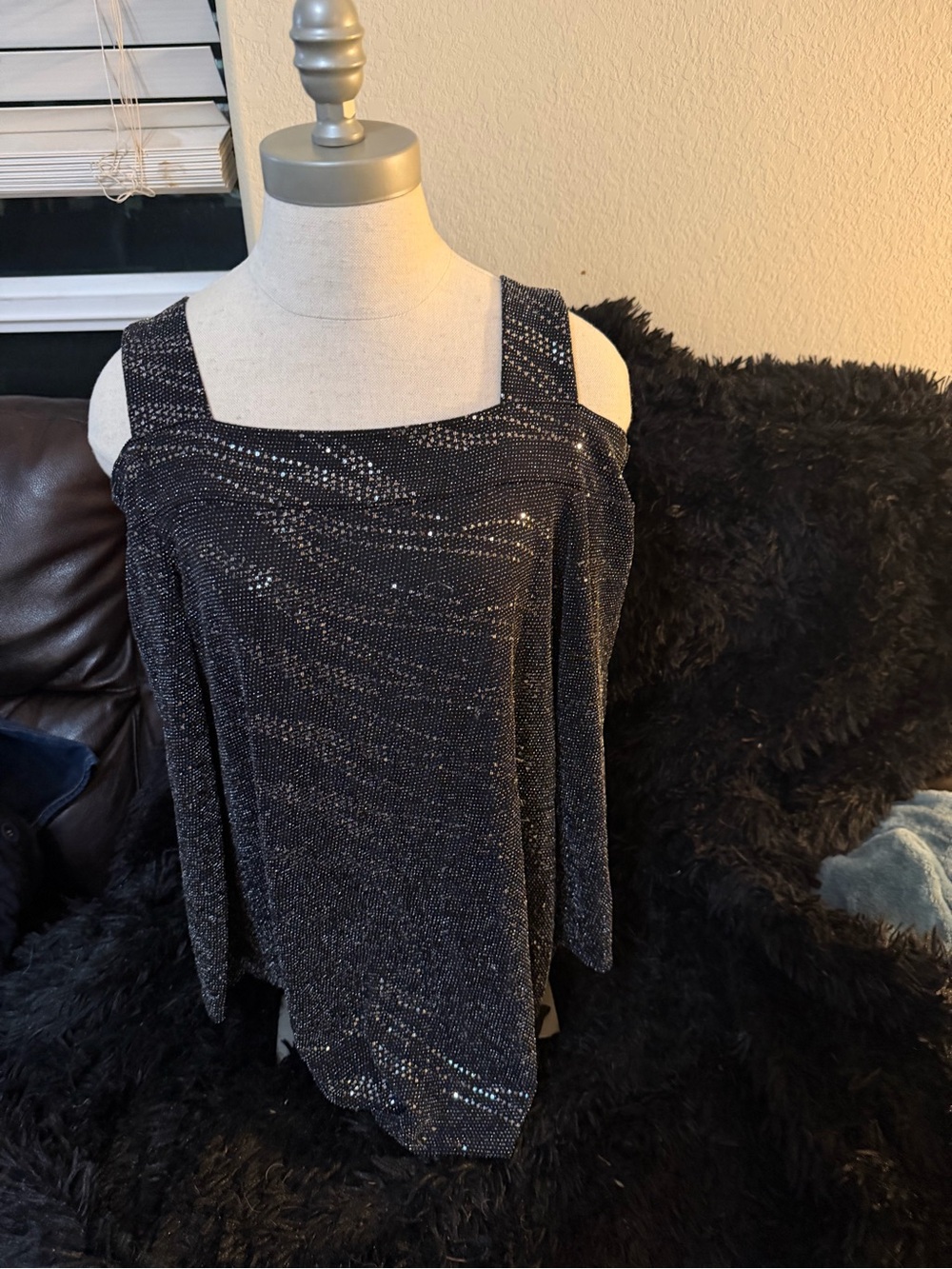 Sparkle Cold-Shoulder Knit Top - Picture 1 of 2